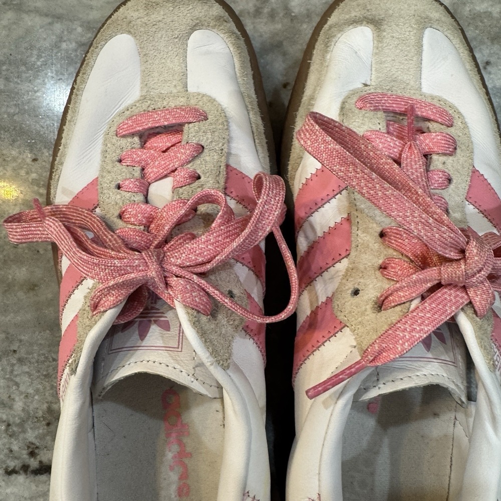 Adidas Samba White Pink Gum Casual Sneakers IE9109 Retro Lace Up Low Top Sz 9 - Picture 5 of 8